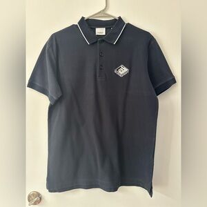 Burberry Dark Blue Polo Shirt with White Accents